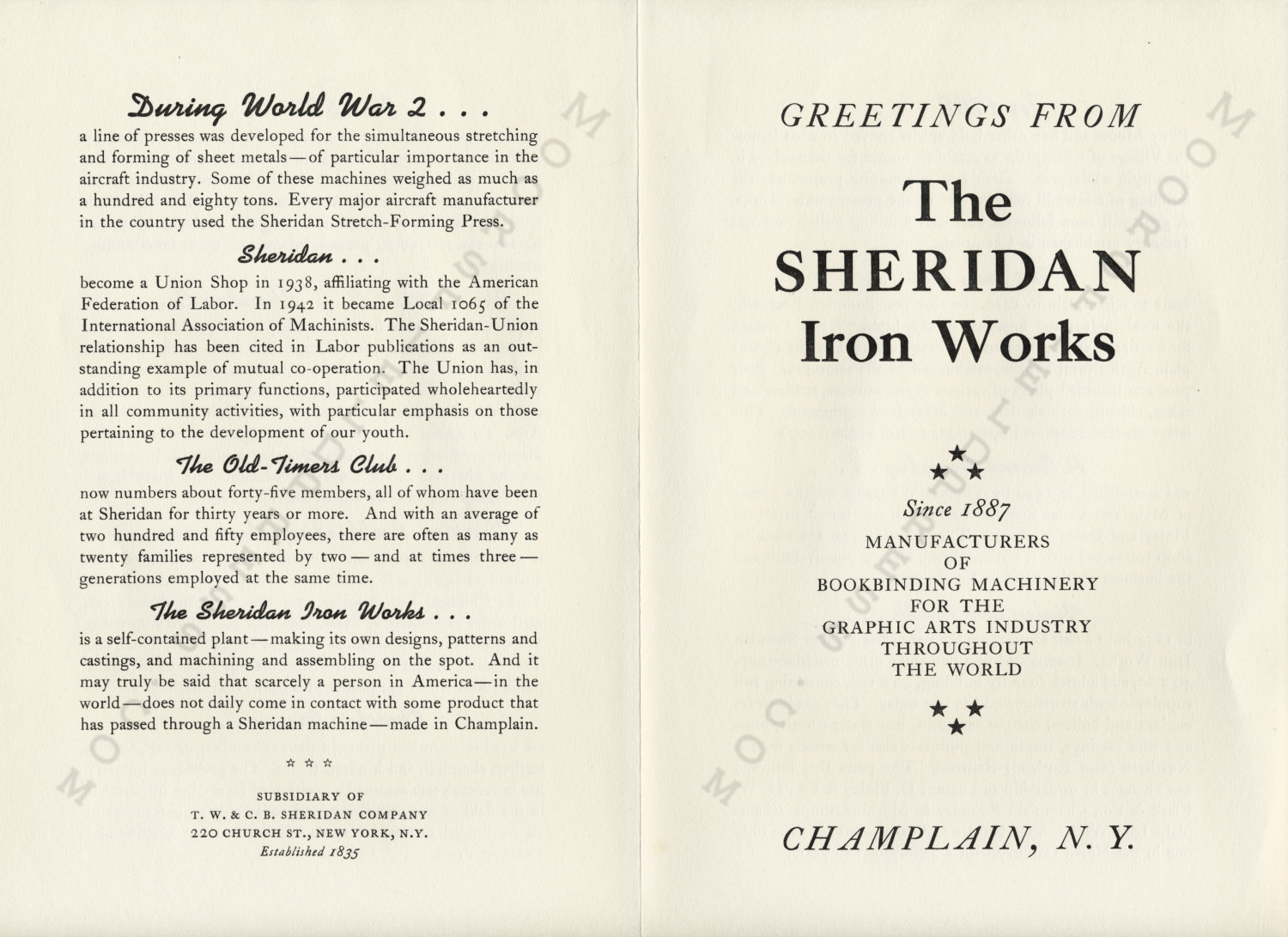 Examples
                      of the Moorsfield Press Caslon Typeface