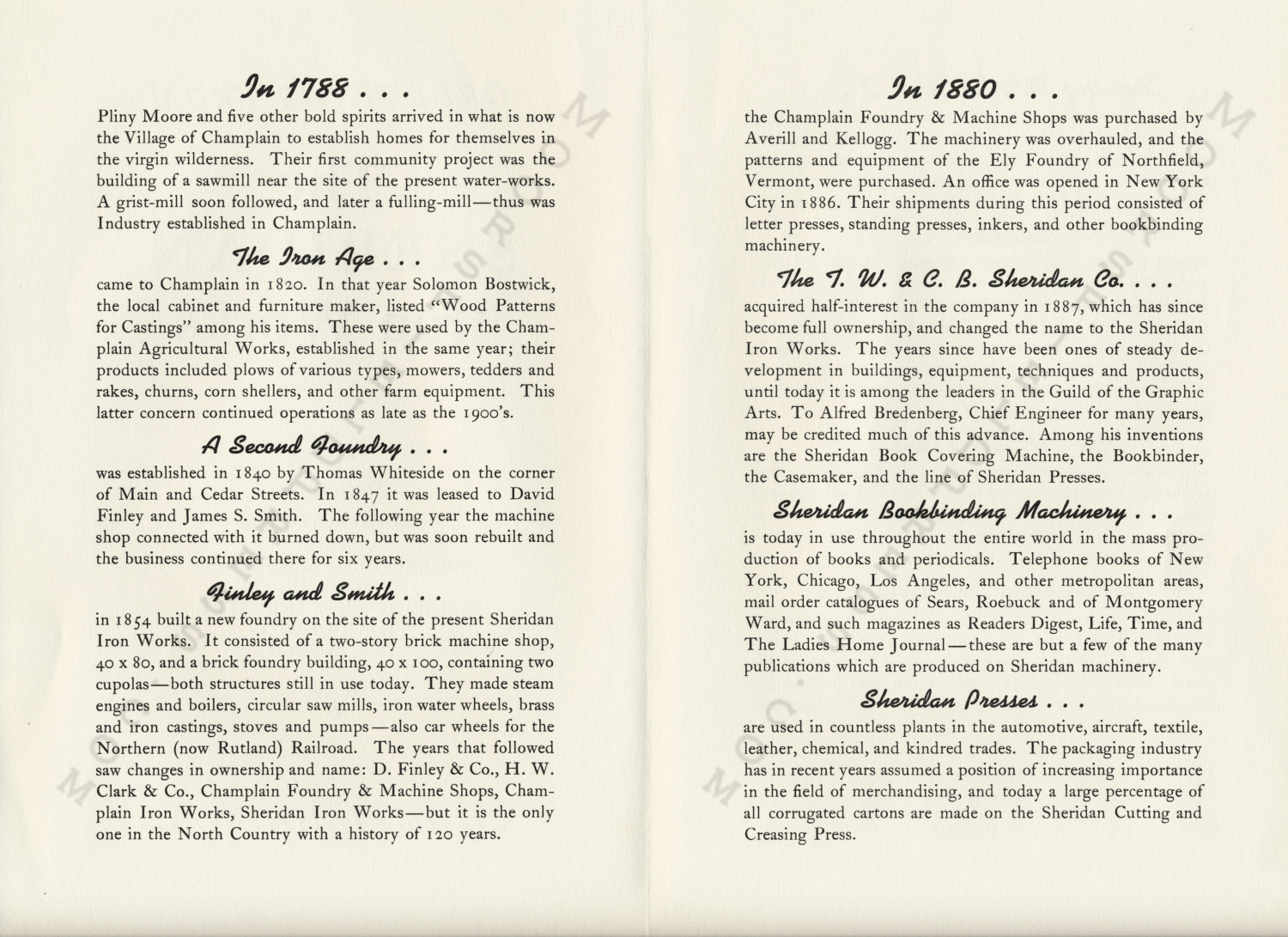 Examples
                      of the Moorsfield Press Caslon Typeface