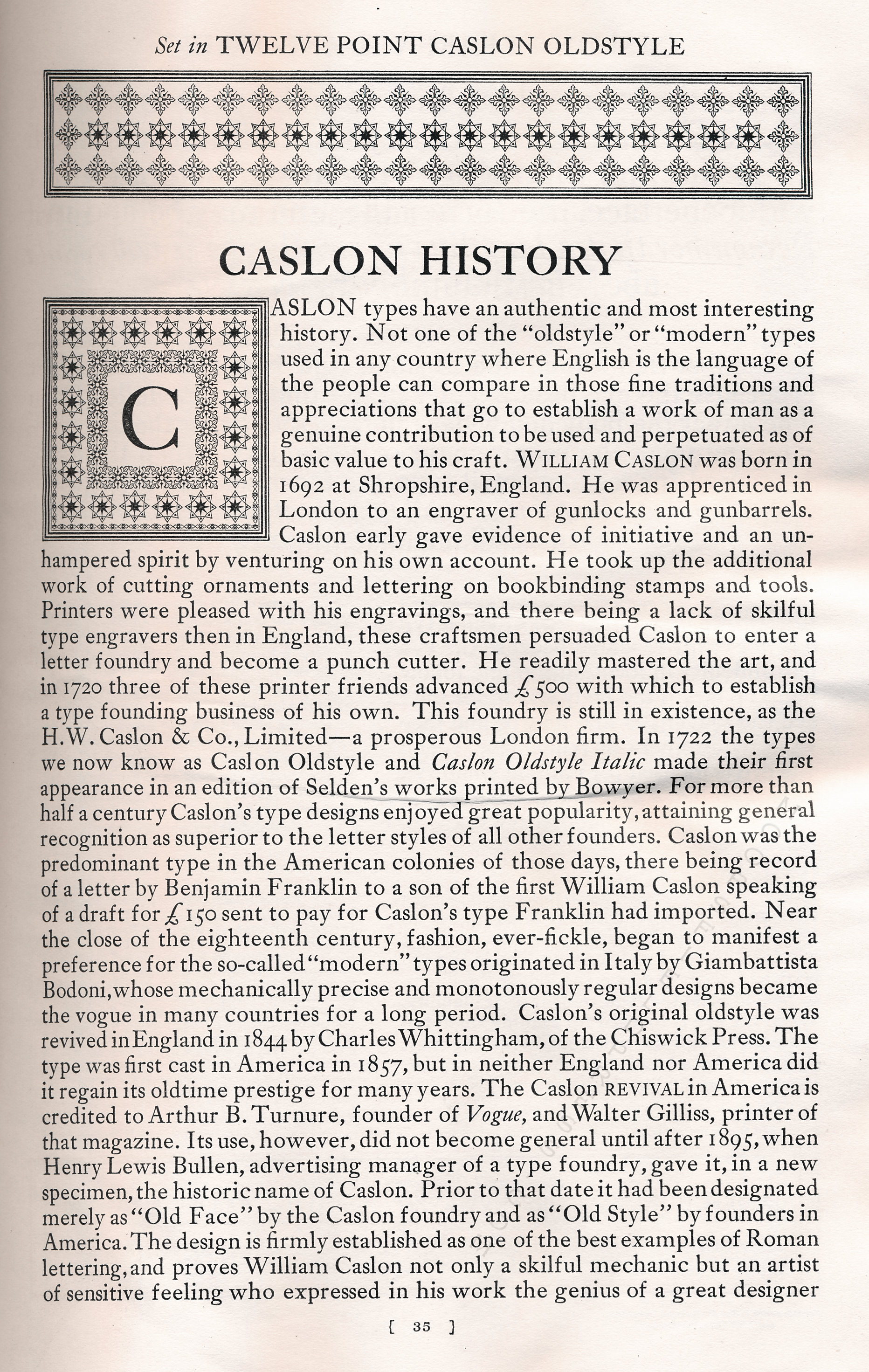 Caslon Font
              Typeface Catalog owned by Winfred Porter Truesdell