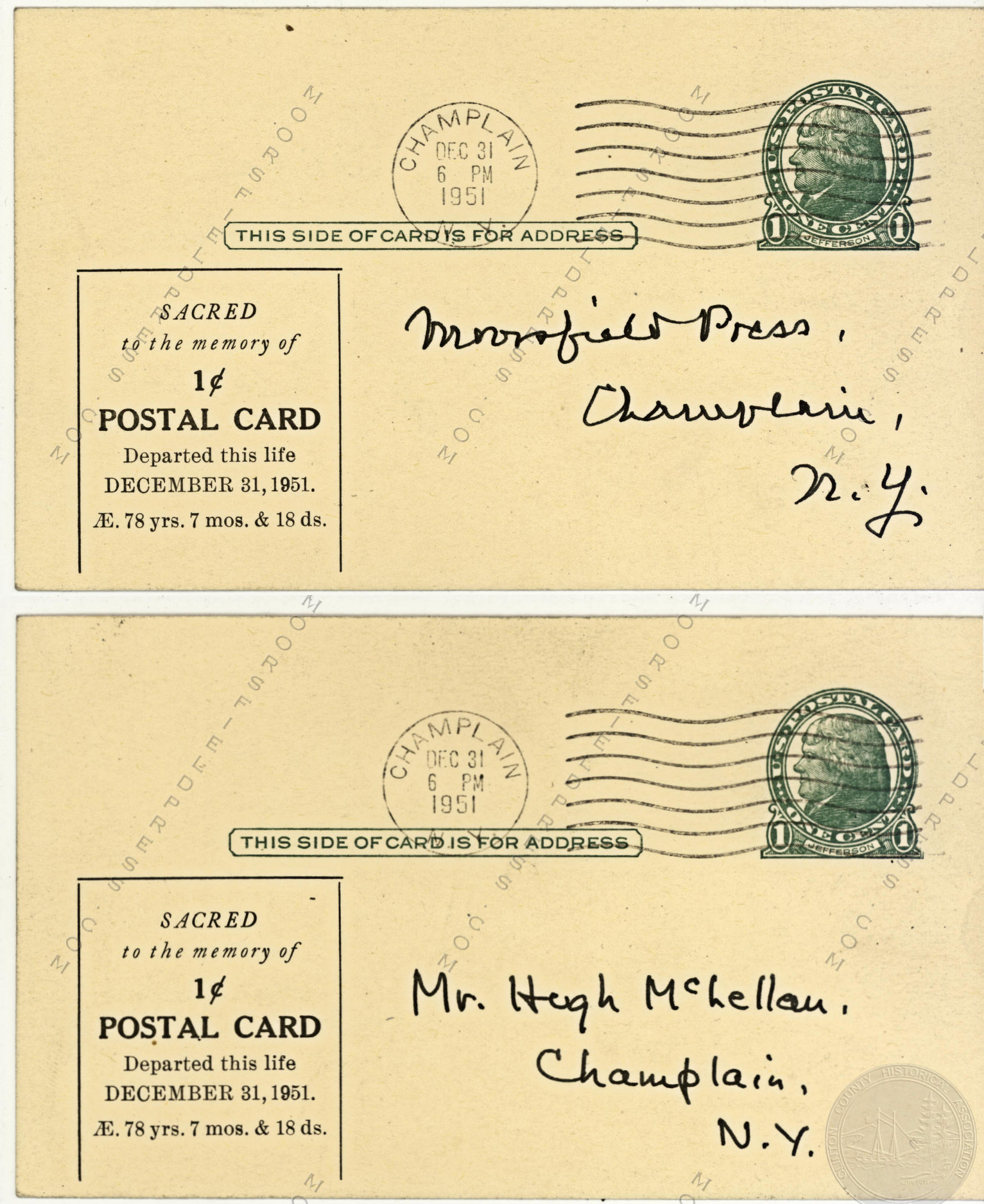 Moorsfield
                      Press Printings - Postcards