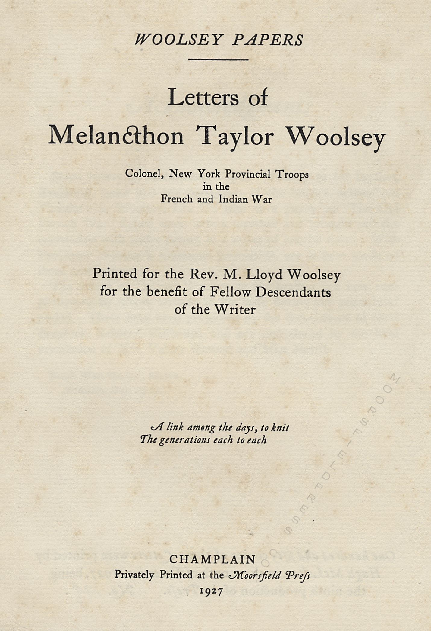 moorsfield press publication-letters
                              of melanchthon taylor woolsey