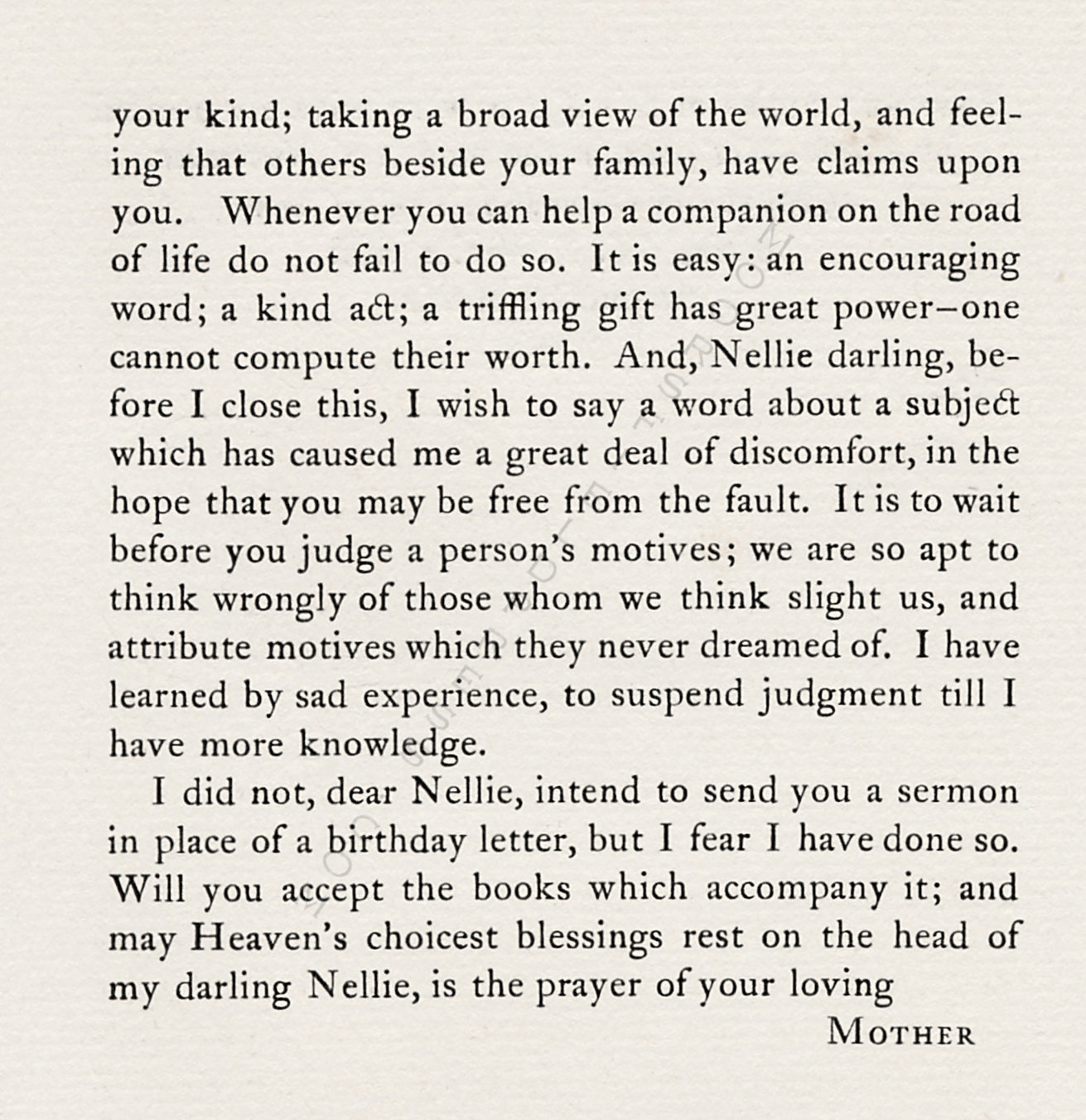 a letter of
                      mrs laura moore nye written on the eighteenth
                      birthday of her daughter ellen rose nye