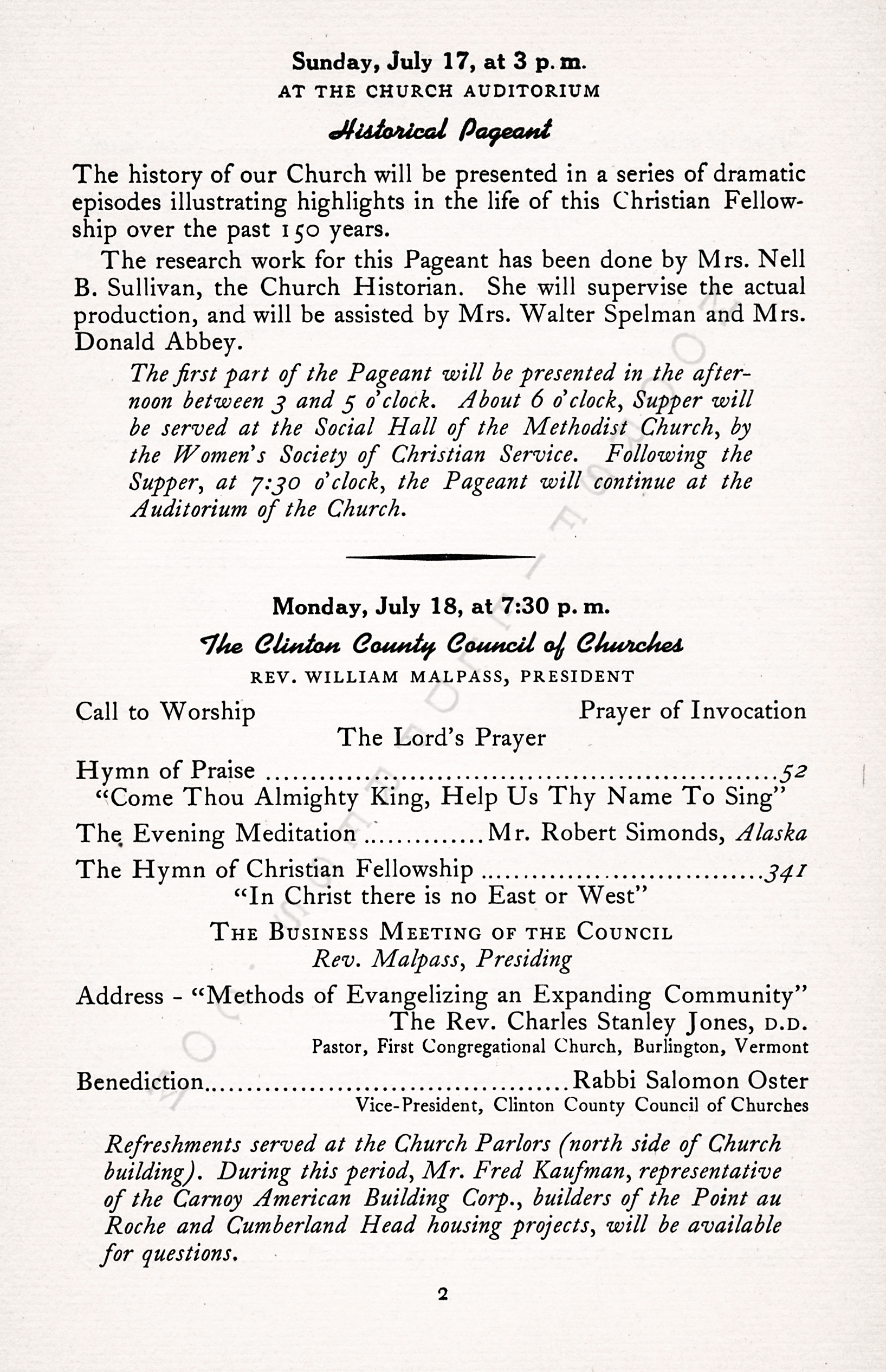 a short
                      history of the presbyterian church of chazy new
                      york 1805-1955