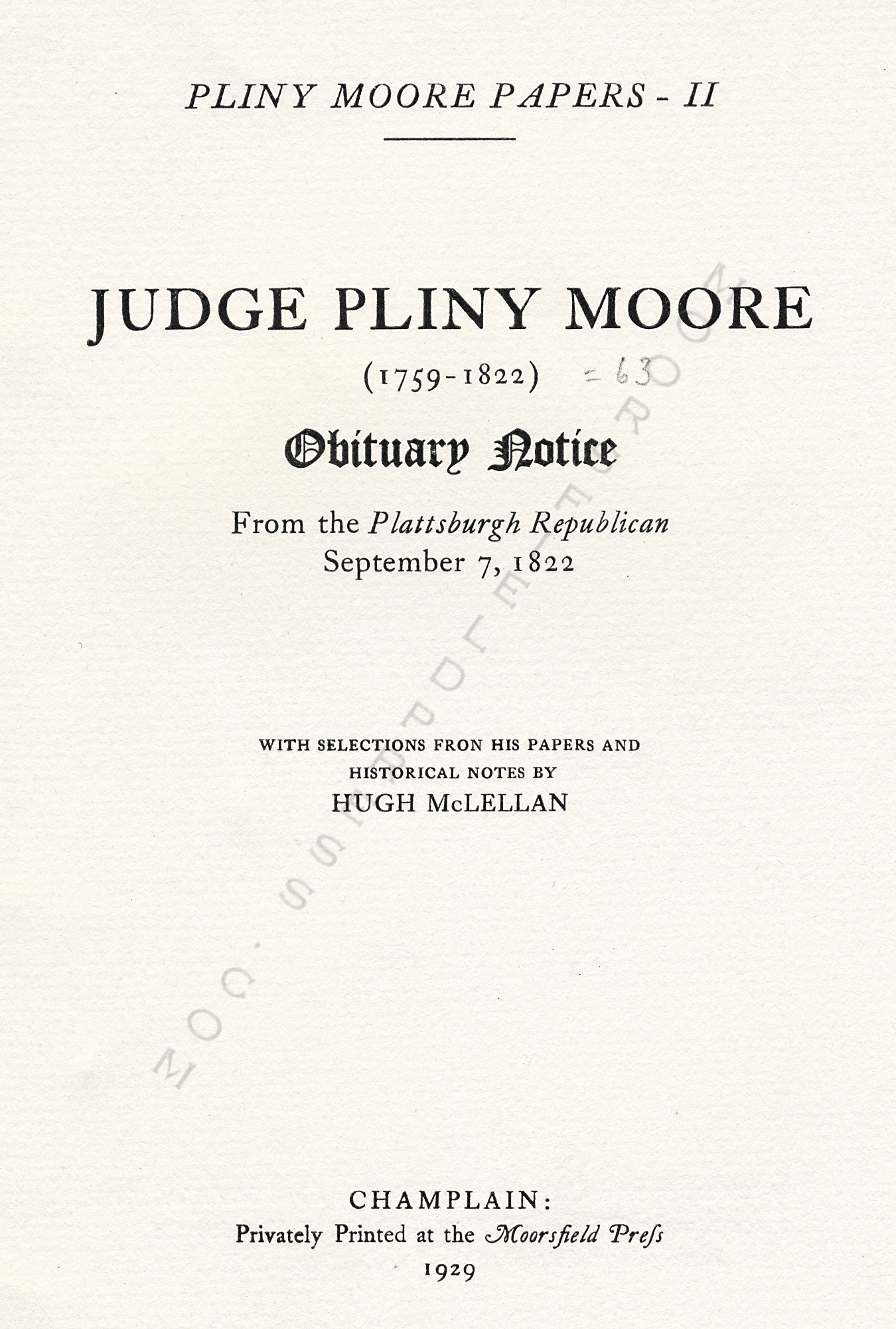 judge pliny moore obituary notice