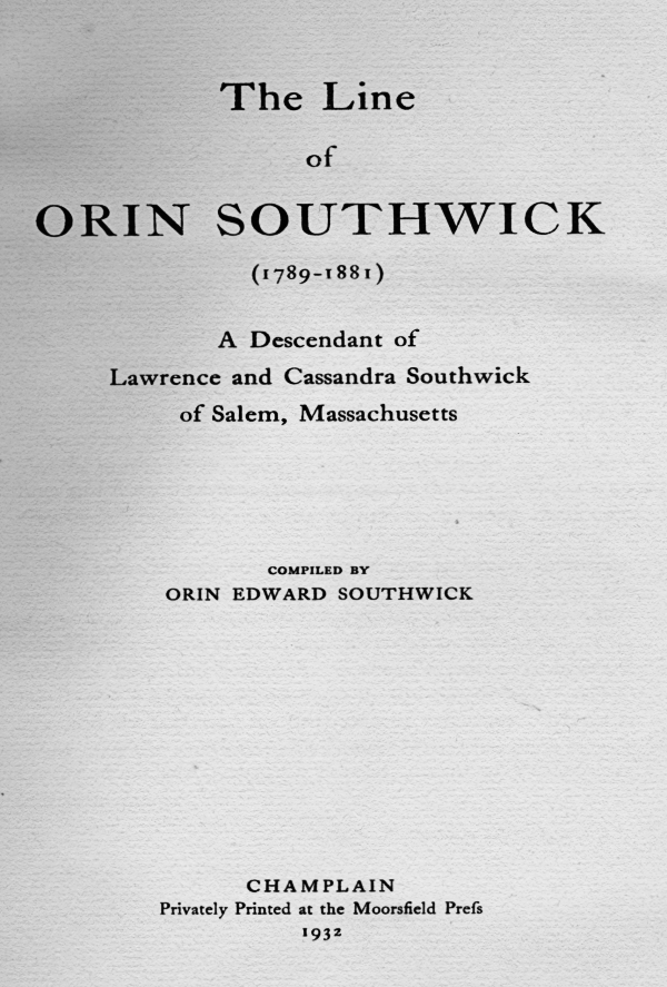 THE LINE
                      OF ORIN SOUTHWICK