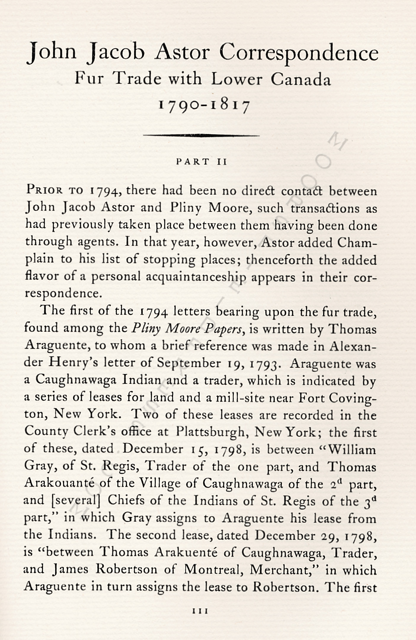 John Jacob
                      Astor Correspondence-Fur Trade with Lower Canada