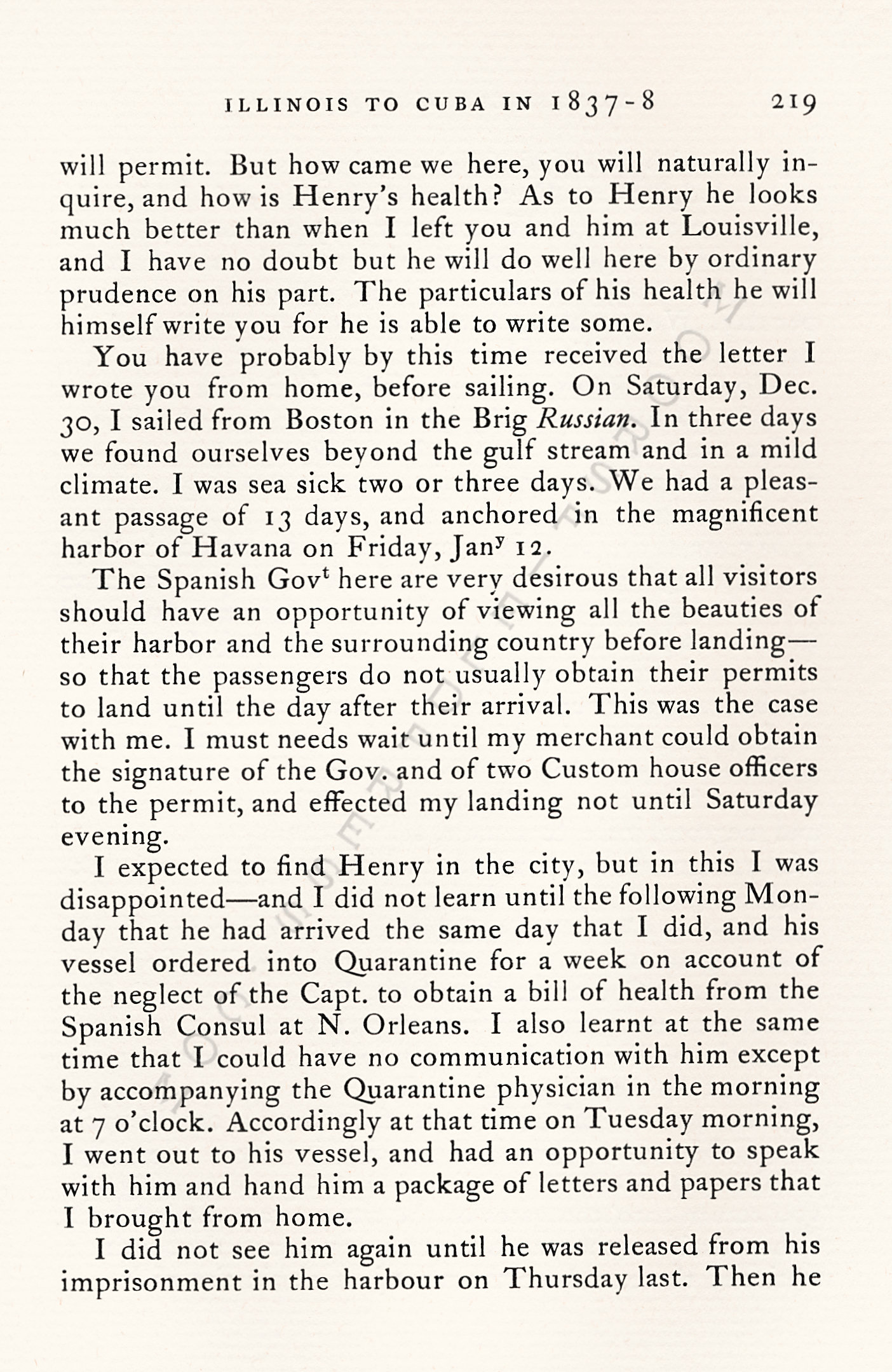 From
                      Illinois to Cuba in 1837-1838  Letters From
                      George Moore of Concord, Massachusetts