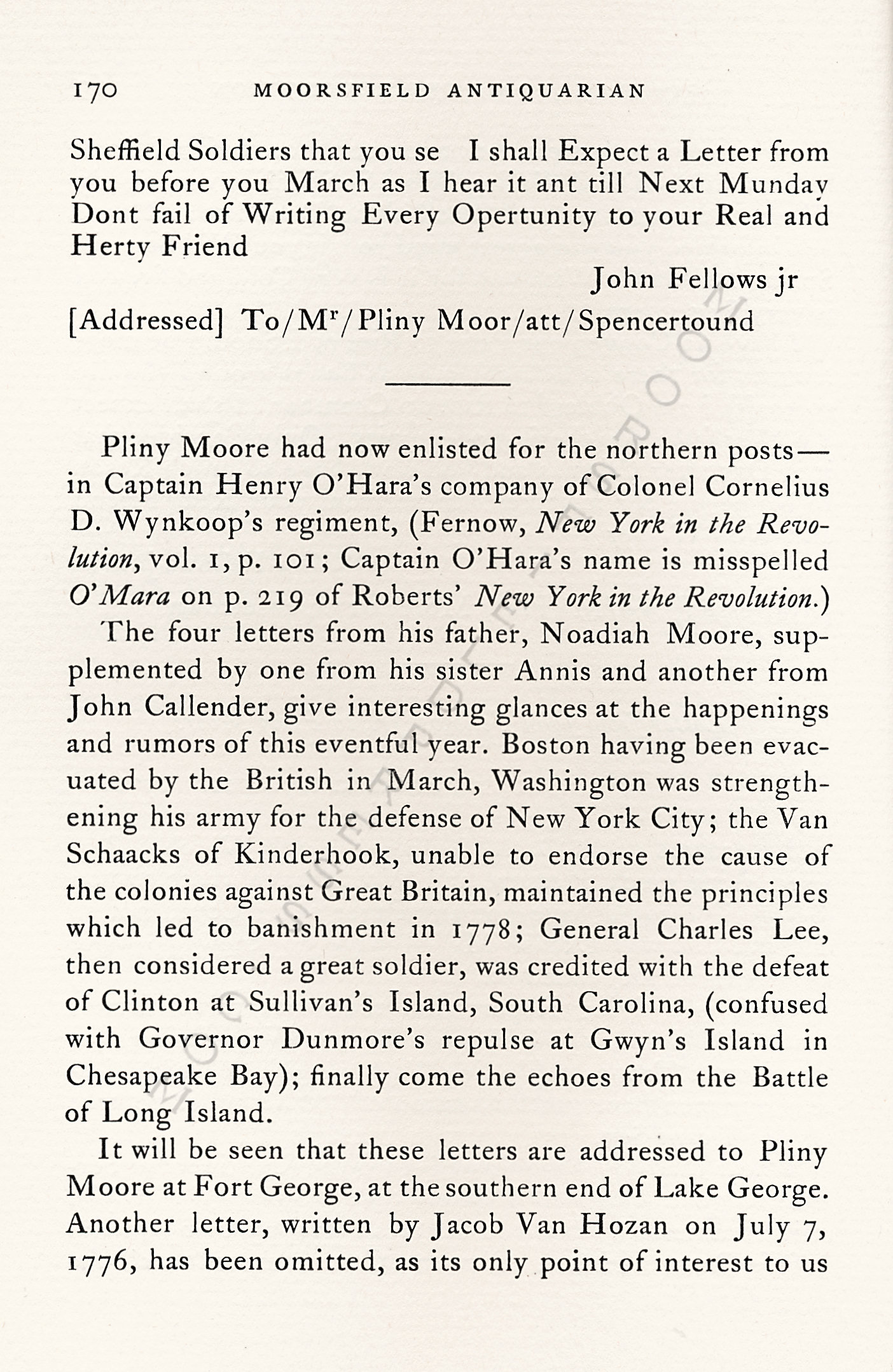 Pliny
                      Moore Papers - The First Years of the Revolution,
                      Letters to Pliny Moore, 1774 - 1776