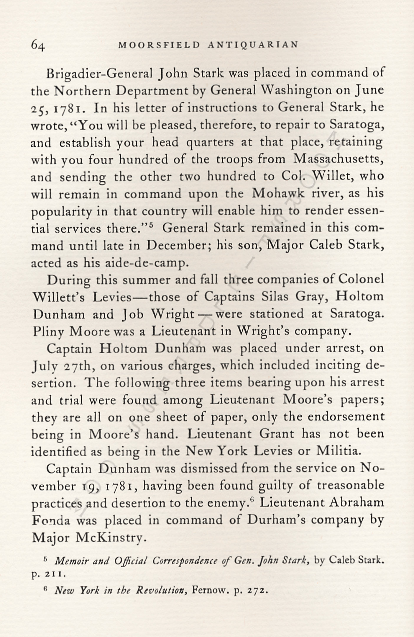 The Year
                      1781 at Saratoga: Col. Marinus Willetts Regiment
                      of Levies