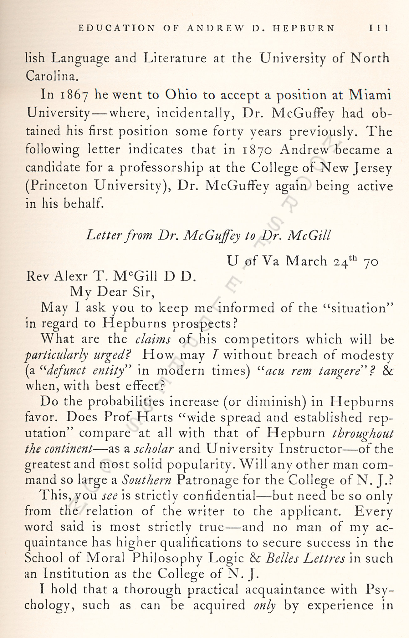 McGill
                      Papers-Education of Andrew D. Hepburn 1848
                      Son-in-law of William Holmes McGuffey 1848-1857