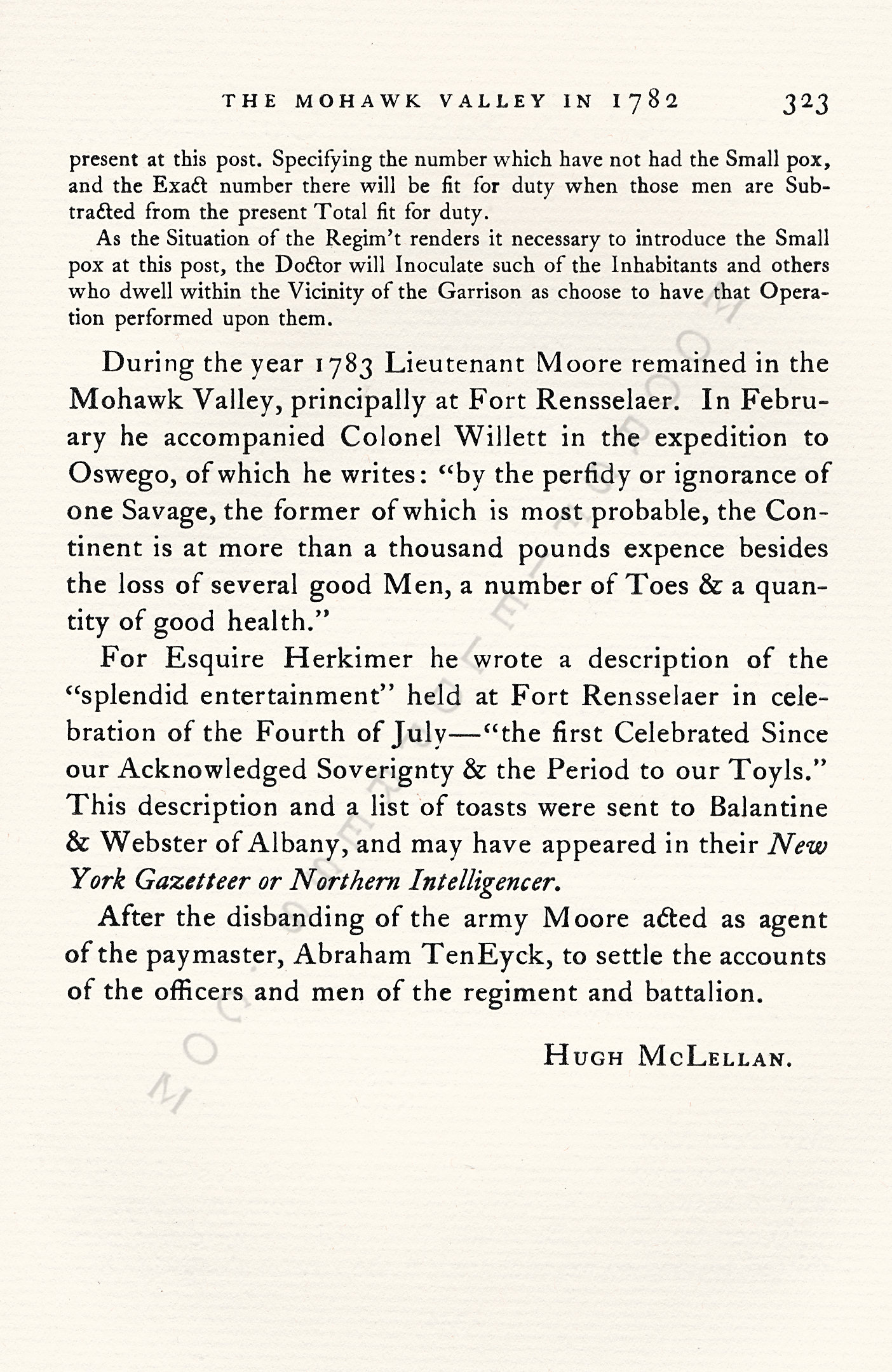 Pliny
                      Moore Papers-In the Mohawk Valley in 1782: Col.
                      Marinus Willetts Regiment of Levies