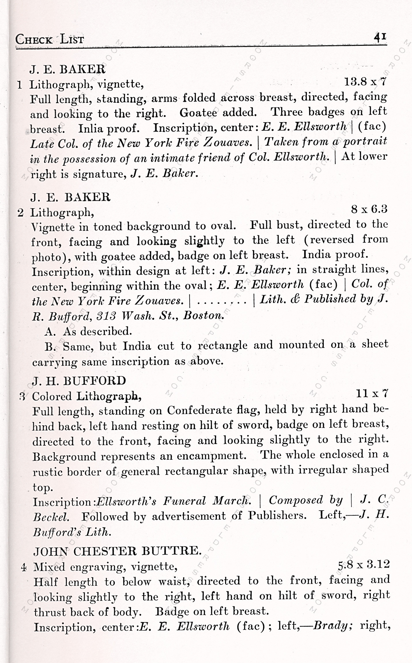 Winfred
                      Porter Truesdell and his Printed Books by the
                      Troutsdale Press: Checklist of Prints of Col.
                      Elmer E. Ellsworth